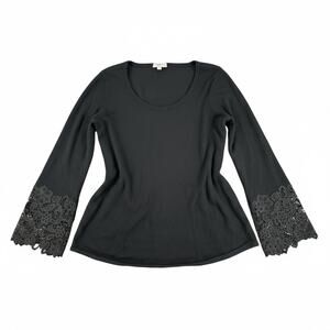 Evolution Black Goth Whimsigoth Long Lace Sleeve Top Witchy Large